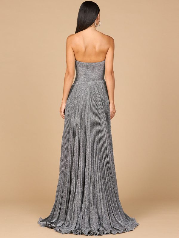 Flowing Pleated, Strapless Dress For Discount