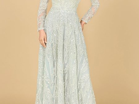 Lara 29159 - Long Sleeve Beaded Lace Gown Discount