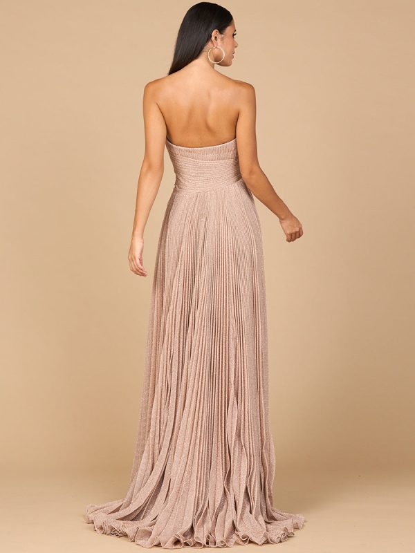 Flowing Pleated, Strapless Dress For Discount