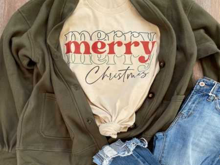 Merry, Merry, Merry Christmas Tee Cheap