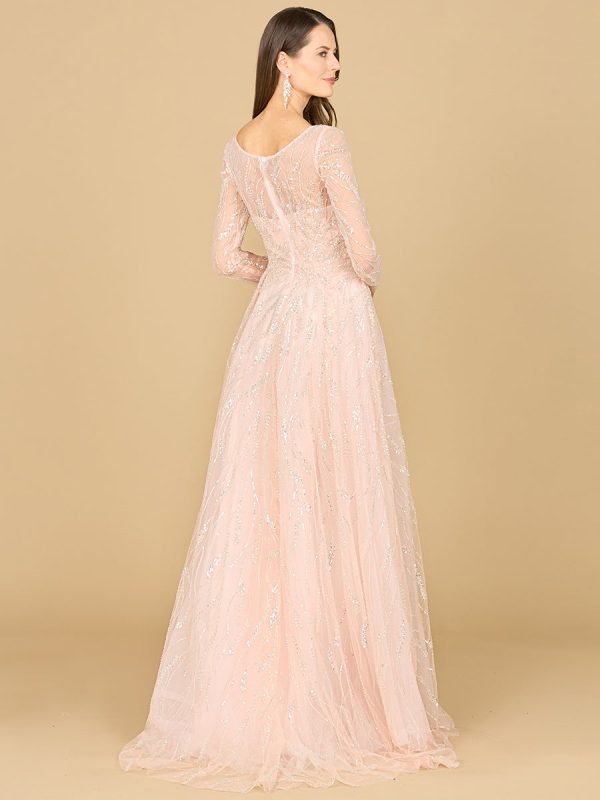 Lara 29157 - Long Sleeve Beaded Lace Gown on Sale