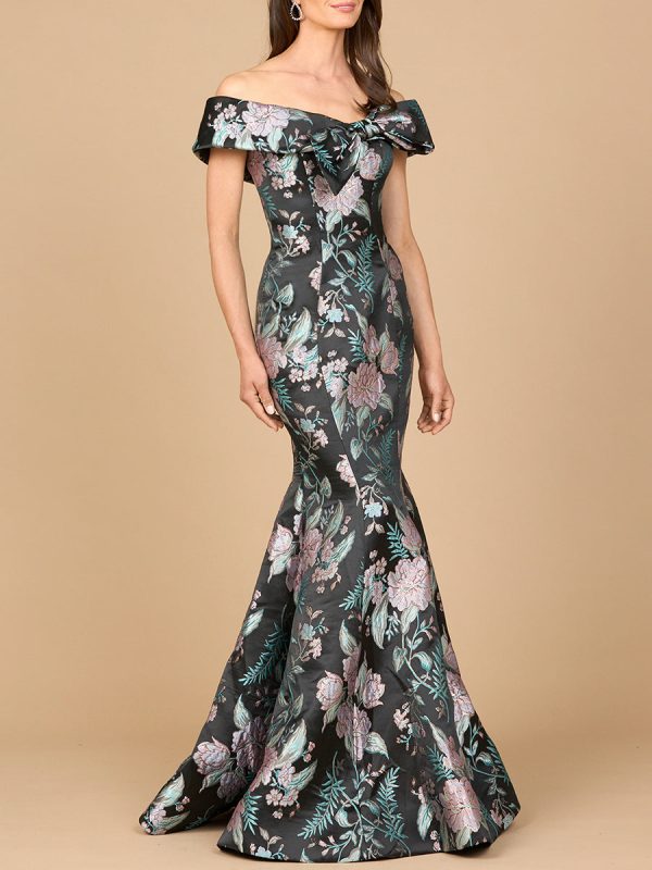 Fitted, Mermaid Brocade Gown Hot on Sale