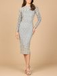 Lara 28982 - Beaded Midi Dress with Long Sleeves Sale