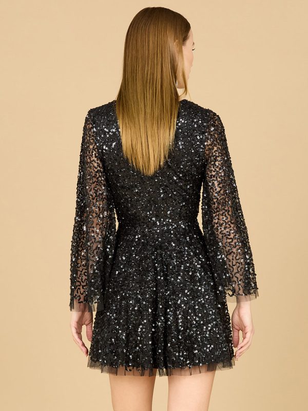 Lara 29178 -  Bell Sleeve Sequin Cocktail Dress Discount