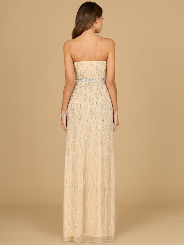 Lara 29035 - Strapless Beaded Gown with Slit Online