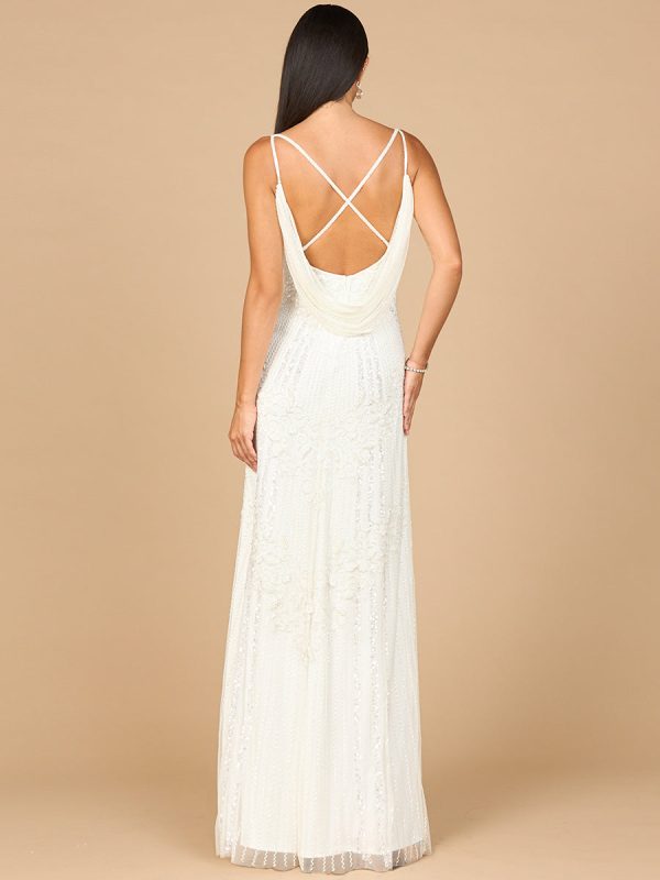 Beaded Gown with Cowl Back on Sale