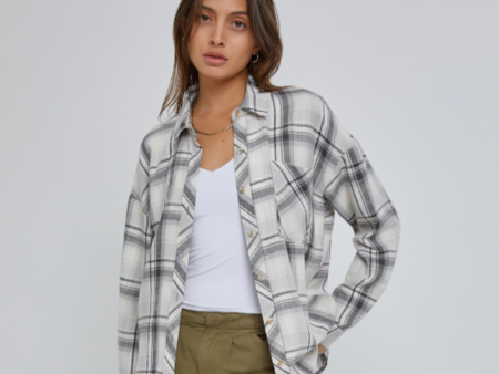 Oversized Boyfriend Flannel in Grey Discount