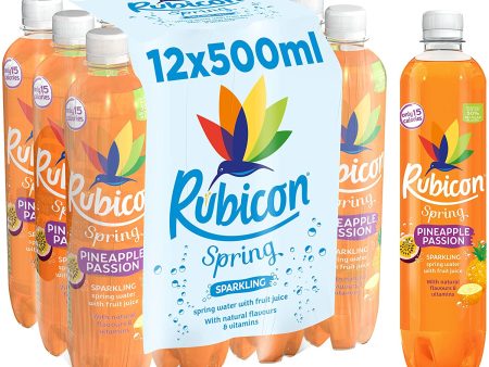 Rubicon Spring Pineapple Passion Flavoured Sparkling Spring Water Pack of 12x500ml For Discount