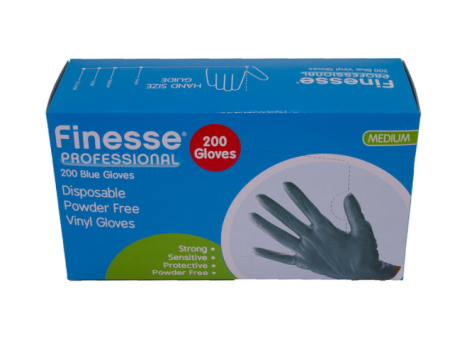 Finesse Professional Blue Vinyl Medium Gloves, Pack of 200 Hot on Sale